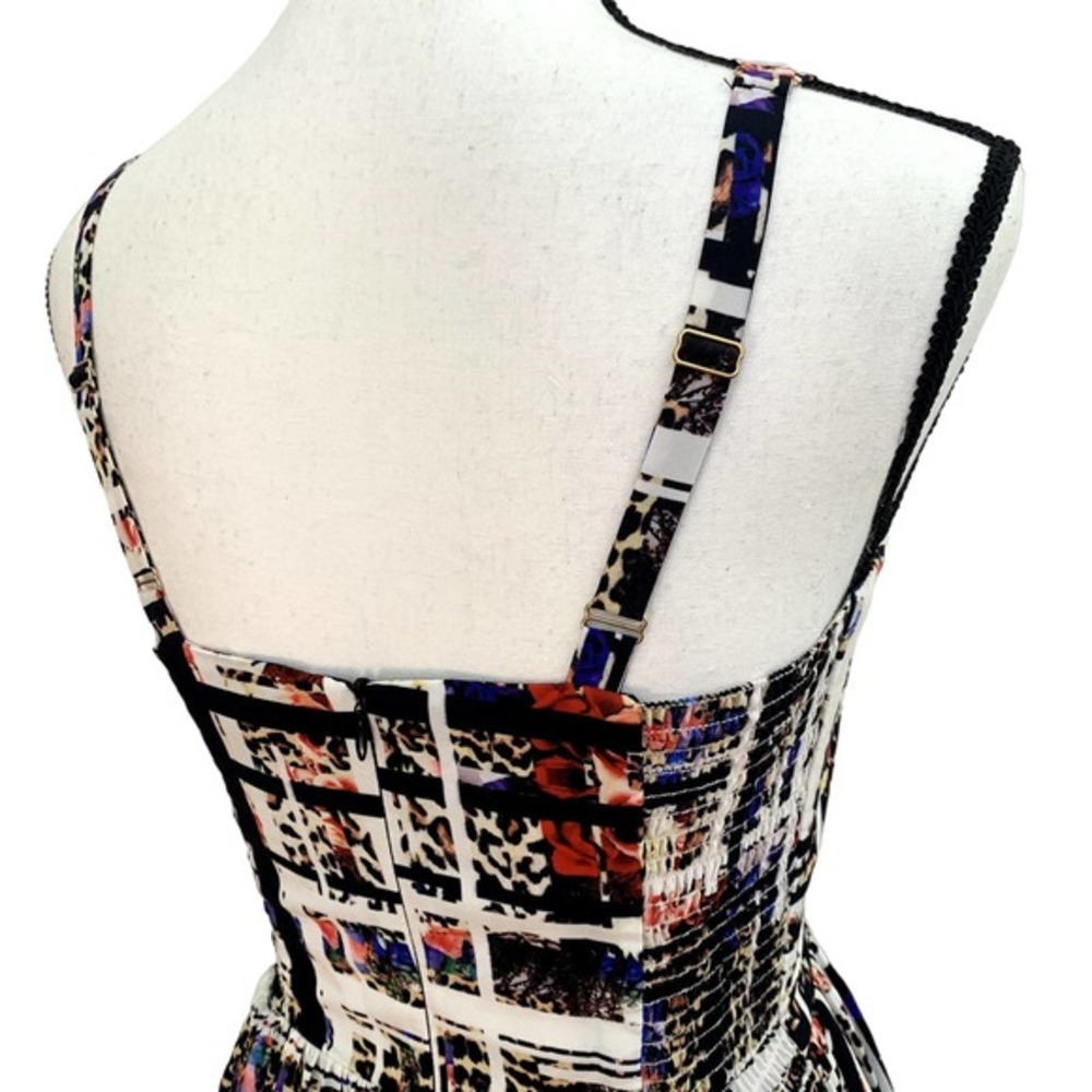 Amanda Uprichard 100% Silk Abstract Floral Leopard Mini Strappy Dress Medium - Picture 5 of 8